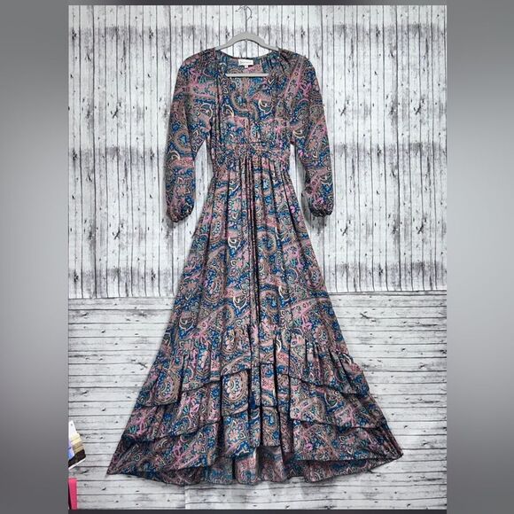 Anthropologie/Boemo Paisley Boho Tiered Maxi Dress - Picture 1 of 9